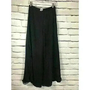 St. John Evenings Womens Size 4 Black Flare Wide Leg 100% Silk Pants